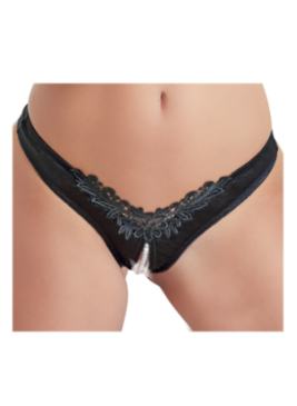 Tanga ouvert en satin avec perles - Cottelli